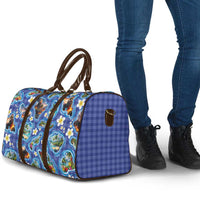Hawaiian Island Shapes-Iconic Landscape Travel Bag with Plumeria and Palaka Blue Color LT03 - Polynesian Pride