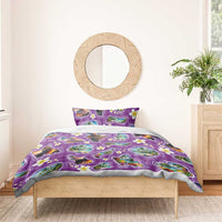 Hawaiian Island Shapes-Iconic Landscape Bedding Set with Plumeria and Palaka Purple Color LT03 - Polynesian Pride