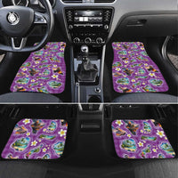 Hawaiian Island Shapes-Iconic Landscape Car Mats with Plumeria and Palaka Purple Color LT03 Set 4pcs Purple - Polynesian Pride