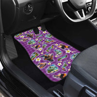 Hawaiian Island Shapes-Iconic Landscape Car Mats with Plumeria and Palaka Purple Color LT03 - Polynesian Pride