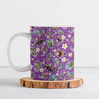 Hawaiian Island Shapes-Iconic Landscape Ceramic Mug with Plumeria and Palaka Purple Color