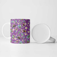 Hawaiian Island Shapes-Iconic Landscape Ceramic Mug with Plumeria and Palaka Purple Color