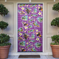 Hawaiian Island Shapes-Iconic Landscape Door Cover with Plumeria and Palaka Purple Color LT03 Purple - Polynesian Pride