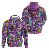 Hawaiian Island Shapes-Iconic Landscape Hoodie with Plumeria and Palaka Purple Color LT03 - Polynesian Pride