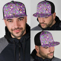 Hawaiian Island Shapes-Iconic Landscape Mesh Trucker Cap with Plumeria and Palaka Purple Color LT03 - Polynesian Pride