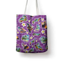 Hawaiian Island Shapes-Iconic Landscape Tote Bag with Plumeria and Palaka Purple Color LT03 - Polynesian Pride