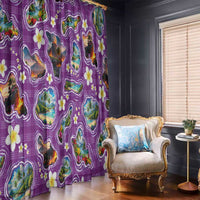 Hawaiian Island Shapes-Iconic Landscape Window Curtain with Plumeria and Palaka Purple Color LT03 - Polynesian Pride