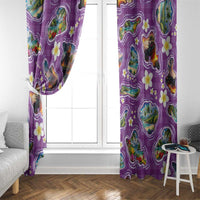 Hawaiian Island Shapes-Iconic Landscape Window Curtain with Plumeria and Palaka Purple Color LT03 - Polynesian Pride