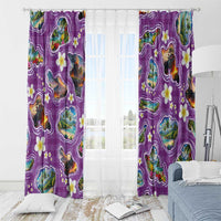 Hawaiian Island Shapes-Iconic Landscape Window Curtain with Plumeria and Palaka Purple Color LT03 - Polynesian Pride