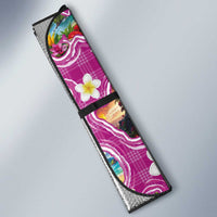 Hawaiian Island Shapes-Iconic Landscape Auto Sun Shade with Plumeria and Palaka Pink Color LT03 - Polynesian Pride