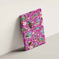 Hawaiian Island Shapes-Iconic Landscape Canvas Wall Art with Plumeria and Palaka Pink Color LT03 - Polynesian Pride