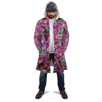 Hawaiian Island Shapes-Iconic Landscape Cloak with Plumeria and Palaka Pink Color LT03 - Polynesian Pride
