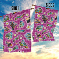Hawaiian Island Shapes-Iconic Landscape Garden Flag with Plumeria and Palaka Pink Color LT03 - Polynesian Pride