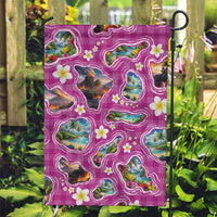Hawaiian Island Shapes-Iconic Landscape Garden Flag with Plumeria and Palaka Pink Color LT03 Garden Flag Pink - Polynesian Pride