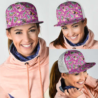 Hawaiian Island Shapes-Iconic Landscape Mesh Trucker Cap with Plumeria and Palaka Pink Color LT03 - Polynesian Pride