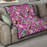Hawaiian Island Shapes-Iconic Landscape Quilt with Plumeria and Palaka Pink Color LT03 - Polynesian Pride