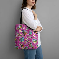 Hawaiian Island Shapes-Iconic Landscape Tote Bag with Plumeria and Palaka Pink Color LT03 - Polynesian Pride