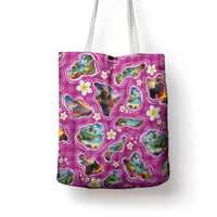 Hawaiian Island Shapes-Iconic Landscape Tote Bag with Plumeria and Palaka Pink Color LT03 - Polynesian Pride