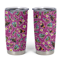 Hawaiian Island Shapes-Iconic Landscape Tumbler Cup with Plumeria and Palaka Pink Color LT03 Pink - Polynesian Pride