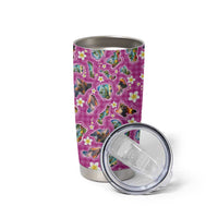 Hawaiian Island Shapes-Iconic Landscape Tumbler Cup with Plumeria and Palaka Pink Color LT03 - Polynesian Pride
