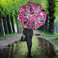 Hawaiian Island Shapes-Iconic Landscape Umbrella with Plumeria and Palaka Pink Color LT03 - Polynesian Pride