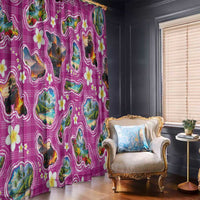 Hawaiian Island Shapes-Iconic Landscape Window Curtain with Plumeria and Palaka Pink Color LT03 - Polynesian Pride