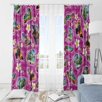 Hawaiian Island Shapes-Iconic Landscape Window Curtain with Plumeria and Palaka Pink Color LT03 - Polynesian Pride