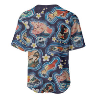 Hawaii Islands Map Design with Japanese Landscape Baseball Jersey Hawaiian Japan Fusion Art Navy Color LT03 - Polynesian Pride