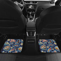 Hawaii Islands Map Design with Japanese Landscape Car Mats Hawaiian Japan Fusion Art Navy Color LT03 Set 2pcs - Back Navy - Polynesian Pride