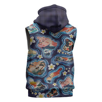 Hawaii Islands Map Design with Japanese Landscape Sleeveless Hoodie Hawaiian Japan Fusion Art Navy Color LT03 - Polynesian Pride