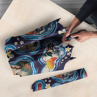 Hawaii Islands Map Design with Japanese Landscape Umbrella Hawaiian Japan Fusion Art Navy Color LT03 - Polynesian Pride