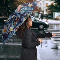 Hawaii Islands Map Design with Japanese Landscape Umbrella Hawaiian Japan Fusion Art Navy Color LT03 - Polynesian Pride