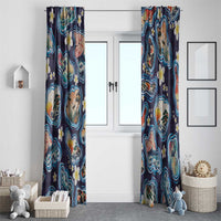 Hawaii Islands Map Design with Japanese Landscape Window Curtain Hawaiian Japan Fusion Art Navy Color LT03 - Polynesian Pride