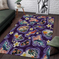 Hawaii Islands Map Design with Japanese Landscape Area Rug Hawaiian Japan Fusion Art Purple Color LT03 Purple - Polynesian Pride