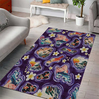 Hawaii Islands Map Design with Japanese Landscape Area Rug Hawaiian Japan Fusion Art Purple Color LT03 - Polynesian Pride