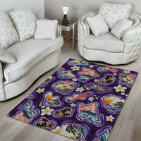 Hawaii Islands Map Design with Japanese Landscape Area Rug Hawaiian Japan Fusion Art Purple Color LT03 - Polynesian Pride