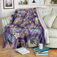 Hawaii Islands Map Design with Japanese Landscape Blanket Hawaiian Japan Fusion Art Purple Color LT03 Purple - Polynesian Pride