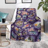 Hawaii Islands Map Design with Japanese Landscape Blanket Hawaiian Japan Fusion Art Purple Color LT03 - Polynesian Pride
