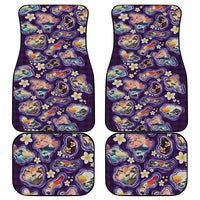 Hawaii Islands Map Design with Japanese Landscape Car Mats Hawaiian Japan Fusion Art Purple Color LT03 - Polynesian Pride