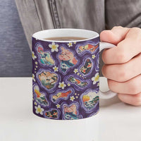 Hawaii Islands Map Design with Japanese Landscape Ceramic Mug Hawaiian Japan Fusion Art Purple Color LT03 - Polynesian Pride