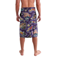 Hawaii Islands Map Design with Japanese Landscape Lavalava Hawaiian Japan Fusion Art Purple Color LT03 - Polynesian Pride