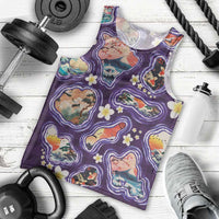 Hawaii Islands Map Design with Japanese Landscape Men Tank Top Hawaiian Japan Fusion Art Purple Color LT03 - Polynesian Pride