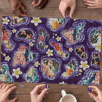 Hawaii Islands Map Design with Japanese Landscape Puzzle Hawaiian Japan Fusion Art Purple Color LT03 - Polynesian Pride