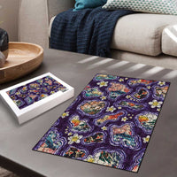 Hawaii Islands Map Design with Japanese Landscape Puzzle Hawaiian Japan Fusion Art Purple Color LT03 - Polynesian Pride