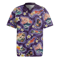 Hawaii Islands Map Design with Japanese Landscape Rugby Jersey Hawaiian Japan Fusion Art Purple Color LT03 Purple - Polynesian Pride