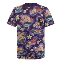 Hawaii Islands Map Design with Japanese Landscape Rugby Jersey Hawaiian Japan Fusion Art Purple Color LT03 - Polynesian Pride