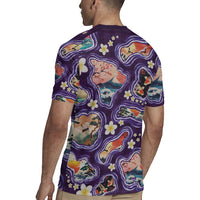 Hawaii Islands Map Design with Japanese Landscape Rugby Jersey Hawaiian Japan Fusion Art Purple Color LT03 - Polynesian Pride