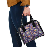 Hawaii Islands Map Design with Japanese Landscape Shoulder Handbag Hawaiian Japan Fusion Art Purple Color LT03 - Polynesian Pride