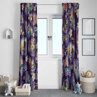 Hawaii Islands Map Design with Japanese Landscape Window Curtain Hawaiian Japan Fusion Art Purple Color LT03 - Polynesian Pride