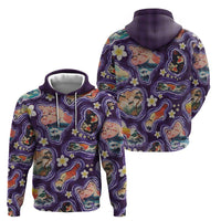 Hawaii Islands Map Design with Japanese Landscape Zip Hoodie Hawaiian Japan Fusion Art Purple Color LT03 - Polynesian Pride